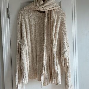 Free People Cream Scarf Sweater